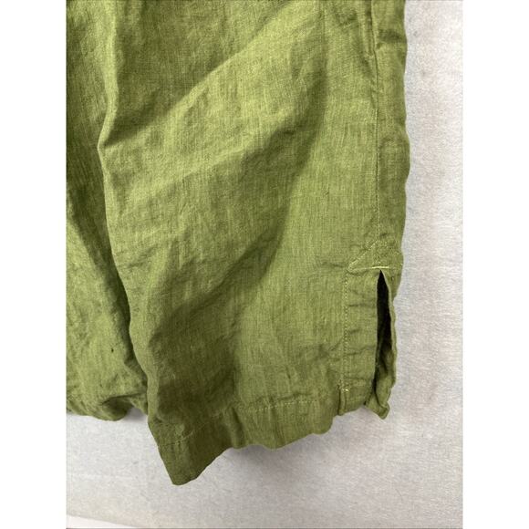 Poetry Dress Size 2 100% Linen Green 3/4 Sleeve Button Side Slit Pockets Preppy - Picture 4 of 11